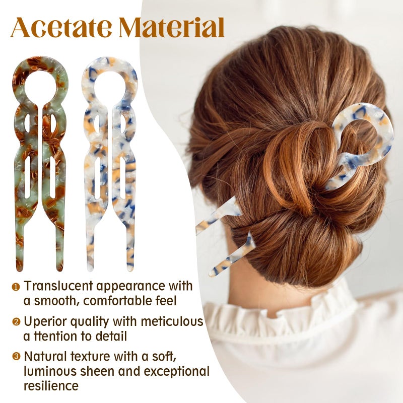 Taefuwr Lialys Hair Pin, Prestige Hair Pin,New Hair Accessories, Elegant Hair Clips for Women, Acetate Hair Clips for Thick, Suitable for All Hair Types Hair Forks (3pcs) - Image 3
